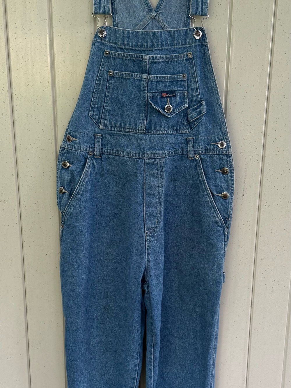 Size M Vintage Route 66 Classic Blue Denim Women’s Overalls 100% Cotton